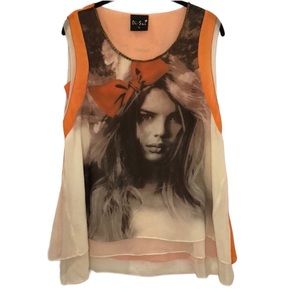 Di-Sui Korean fashion sleeveless cotton terylene fabric layered top size Small